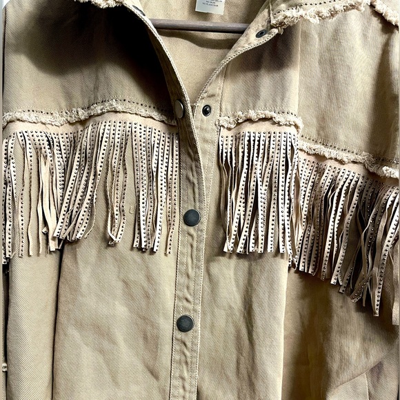 Fringe Studded Snap on Jacket Shacket Shirt - Picture 7 of 12